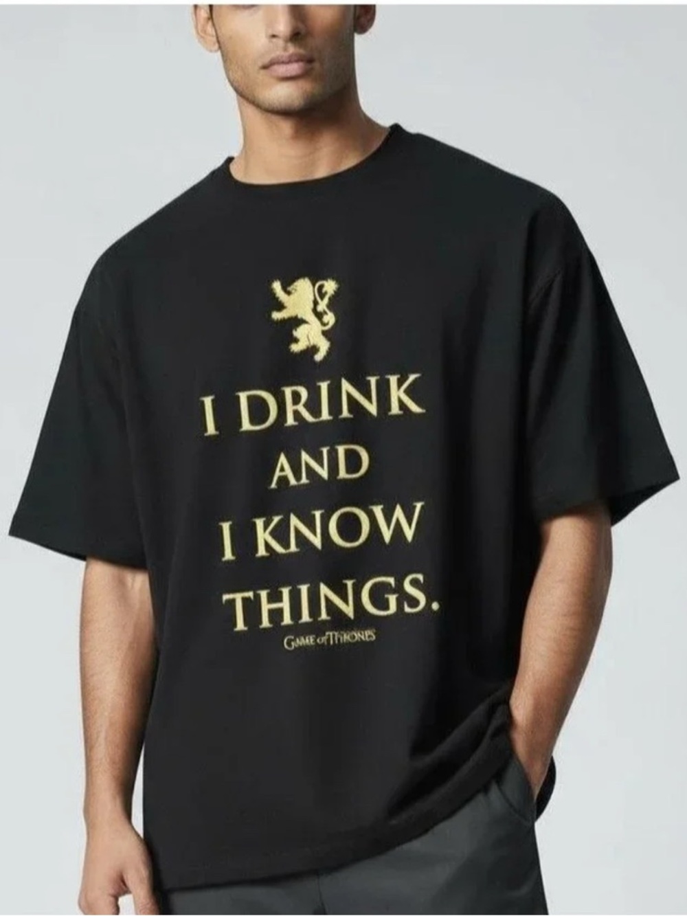 Game of Thrones Unisex Black Graphic Top “I Drink and I Know Things” Size S NWOT